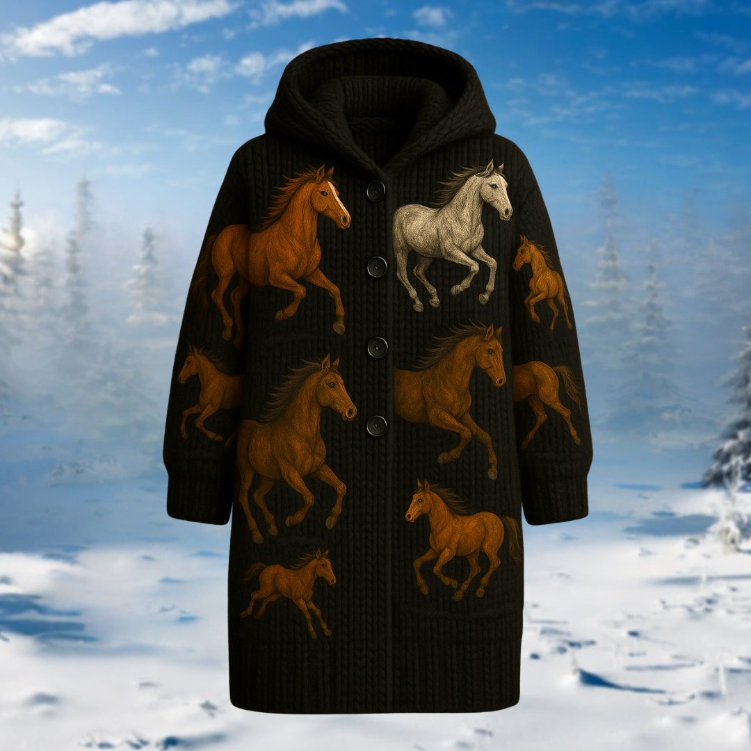 Women's Horse Knit Winter Coat