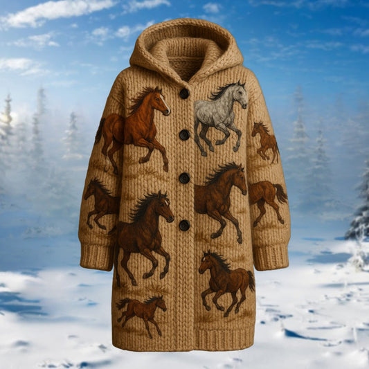 Women's Horse Knit Winter Coat