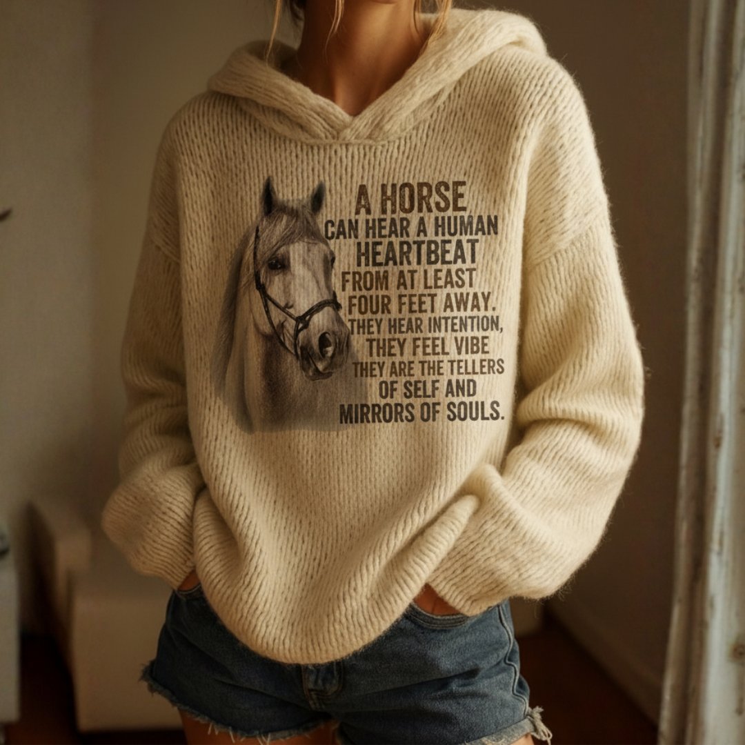 Oversized Horse Knit Hoodie