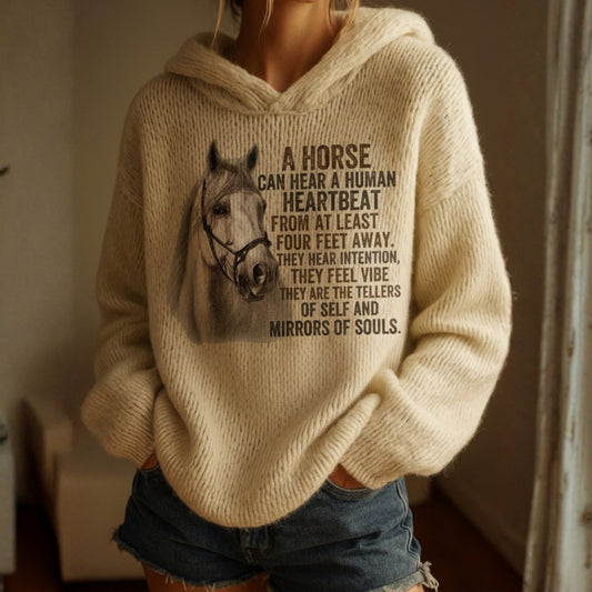 Oversized Horse Knit Hoodie
