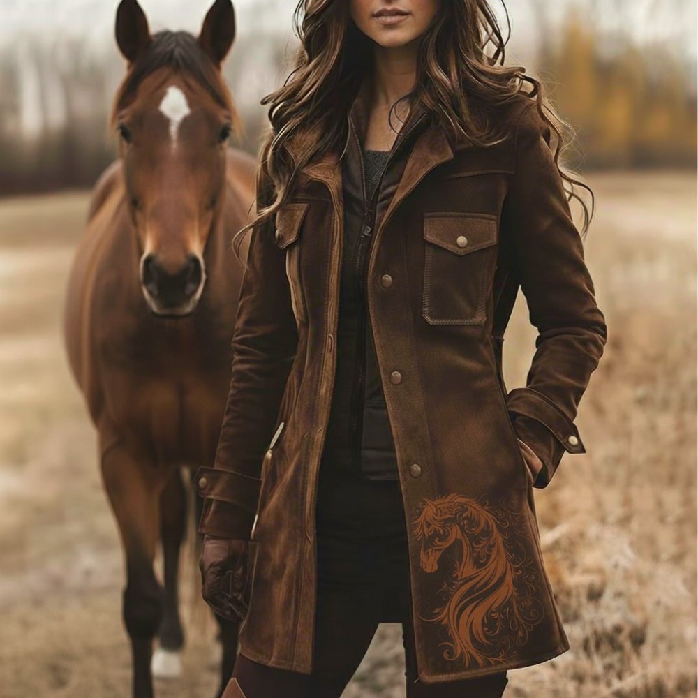 Women's Horse Vintage Suede Coat