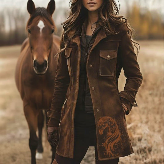 Women's Horse Vintage Suede Coat