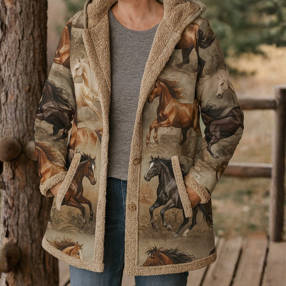 Women's Warm Plush Horse Coat