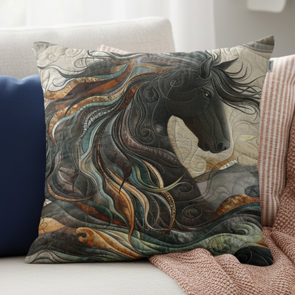 Horse Quilted Pillow Case