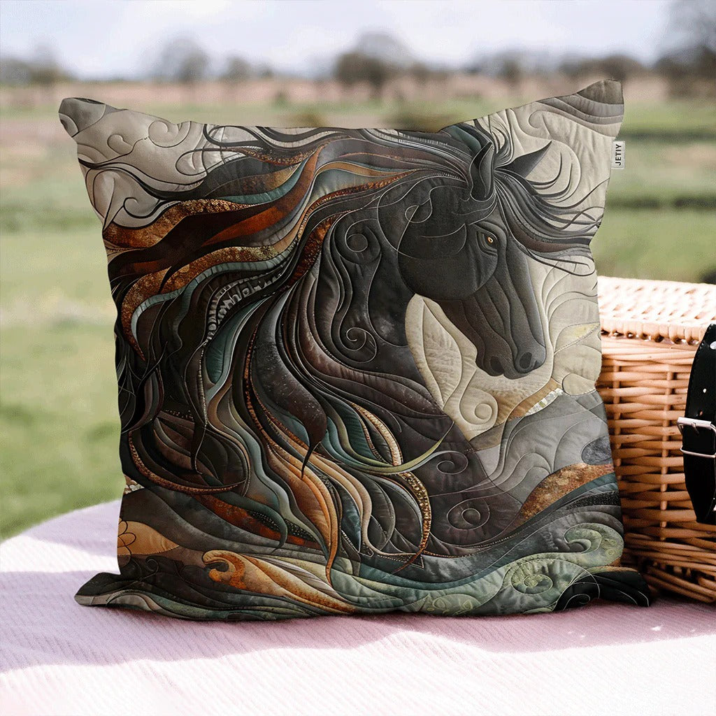 Horse Quilted Pillow Case