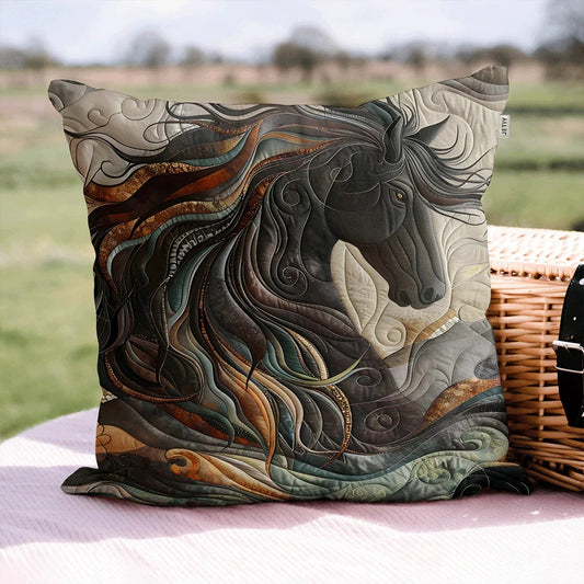 Horse Quilted Pillow Case